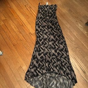 Mimi Chica black/tan print maxi high/low S